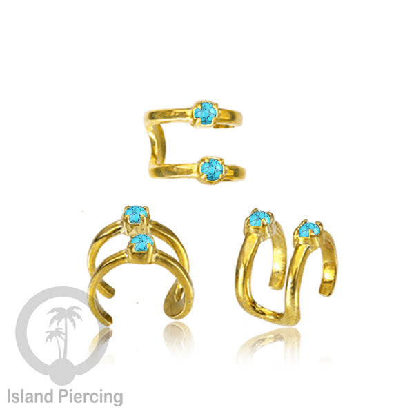 Brass Ear-cuffs , anting perhiasan kuningan jepitan telinga banyak variasi unik, dengan batu asli dapat dipakai tanpa lubang.