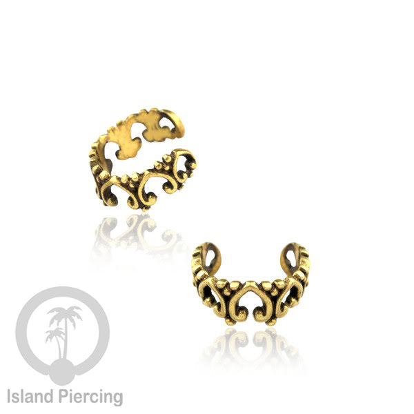 Brass Ear-cuffs anting perhiasan kuningan penjepit telinga yang manis.