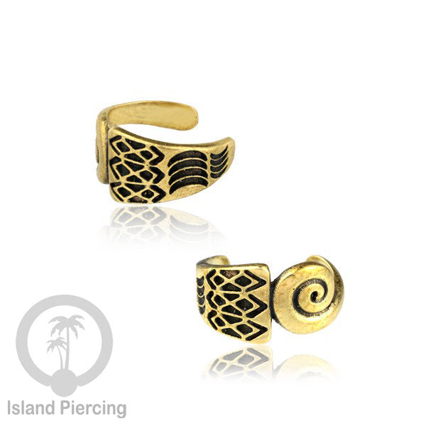 Brass Ear-cuffs anting perhiasan kuningan penjepit telinga motif Ethnic Piercing.