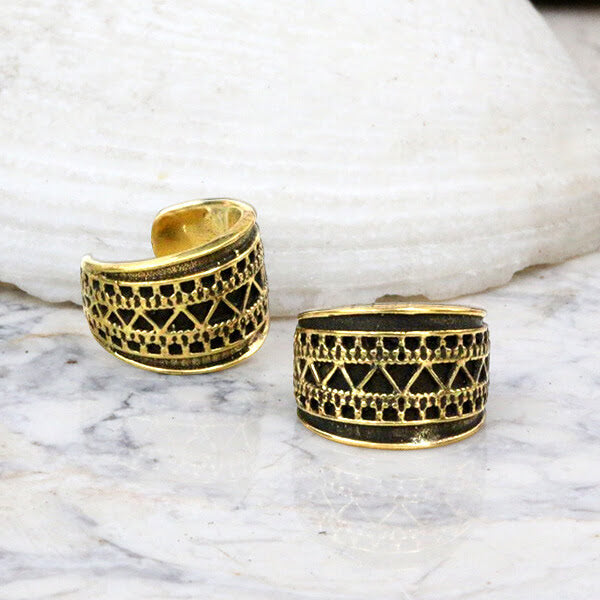 Brass Ear-cuffs anting perhiasan kuningan penjepit telinga selera Tribal Piercing.