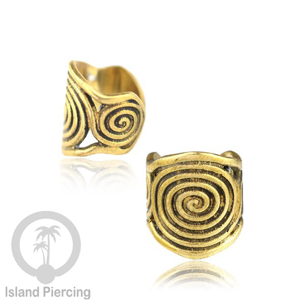 Brass Ear-cuffs anting perhiasan kuningan penjepit telinga motif Ethnic Piercing.