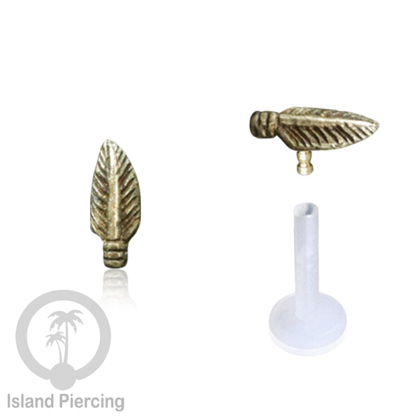 Anting Push sistem Labret Bioplastik depanya Kuningan Tindik Piercing Tragus, Daith & Bibir