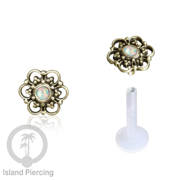 Anting Tindik Labret bioplastik kuningan dengan batu kecil. Bisa untuk Anting atau Piercing Bibir. Push System