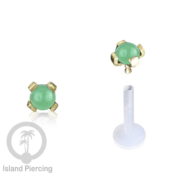 Labret Piercing Bioplastik, Kepala Kuningan dan batu Perhiasan, Tindik push-system Bibir & Telinga