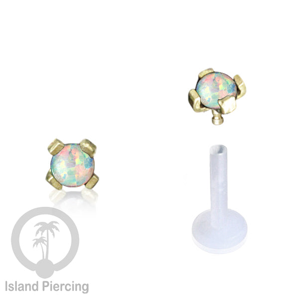 Labret Piercing Bioplastik, Kepala Kuningan dan batu Perhiasan, Tindik push-system Bibir & Telinga