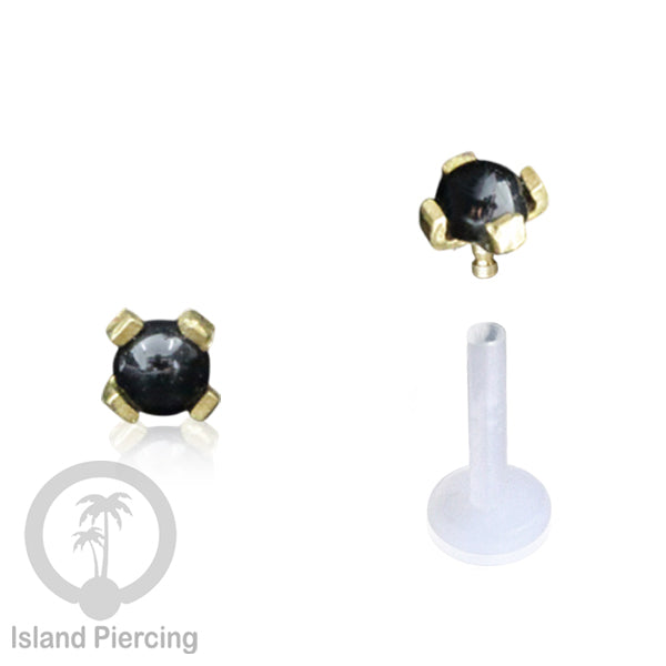 Labret Piercing Bioplastik, Kepala Kuningan dan batu Perhiasan, Tindik push-system Bibir & Telinga