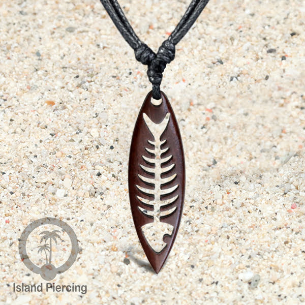 Kalung bandul kayu motif surfing Carved Wooden surf board Necklaces