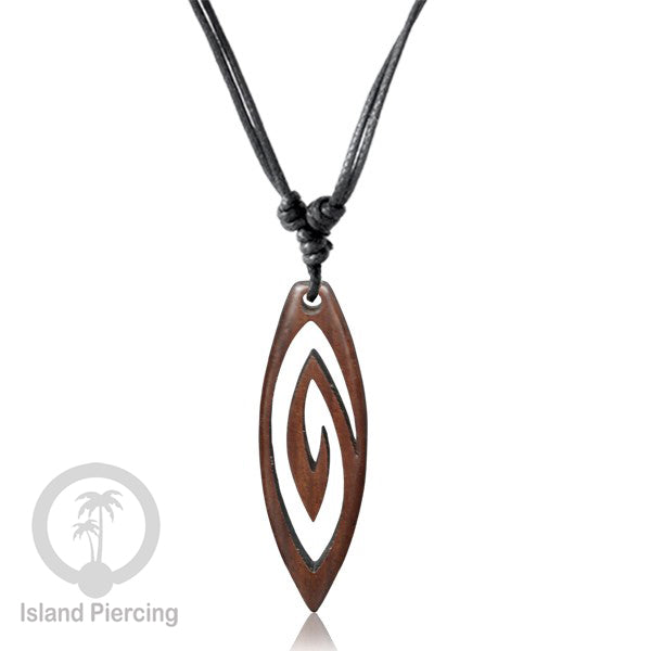 Kalung bandul kayu motif surfing Carved Wooden surf board Necklaces