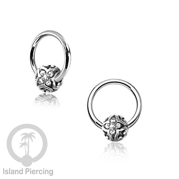 BCR Piercing Stainless dengan dekorasi bola Kuningan putih banyak pilihan motif