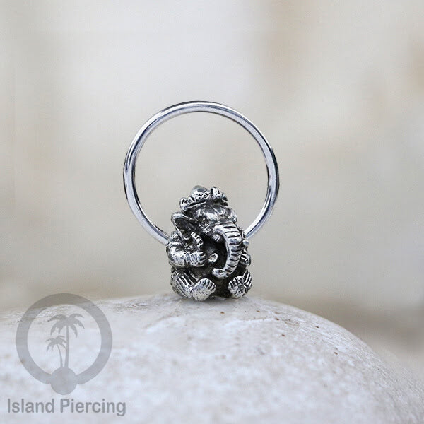 Piercing Stainless BCR dengan Liontin kuningan putih motif yang unik seperti Tengkorak, Ganesha