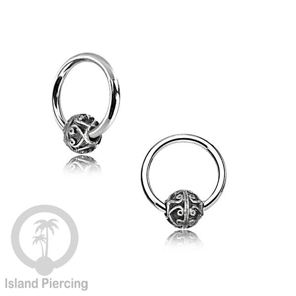 BCR Piercing Stainless dengan dekorasi bola Kuningan putih banyak pilihan motif