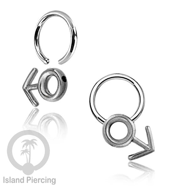 Piercing Stainless BCR dengan Liontin kuningan putih