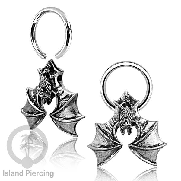 BCR Piercing Stainless dengan Liontin kuningan putih motifunik seperti Peluru, Ular & Kelelawar