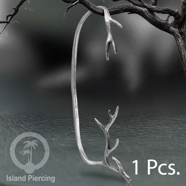 Full Brass Ear-cuffs , Anting Perhiasan Kuningan Putih jepitan penuh telinga, Tanduk Rusa dan Ular