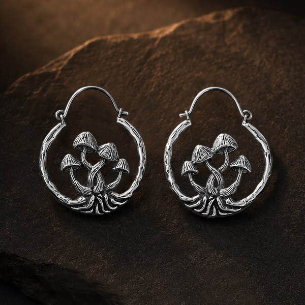 Anting Kuningan Putih motif Ular, Kelelawar, Magic Mushrooms White Brass Earrings Snake Bat