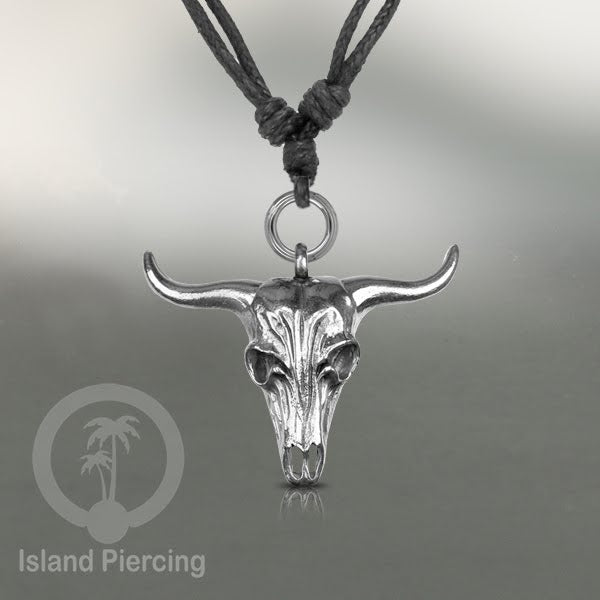 Kalung Liontin Kuningan Putih motif Tengkorak White Brass Pendant Necklace SKull & Tree of Life