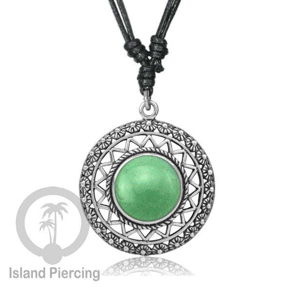 Kalung Liontin Kuningan Putih dengan Batu Asli White Brass Pendant Necklace stone