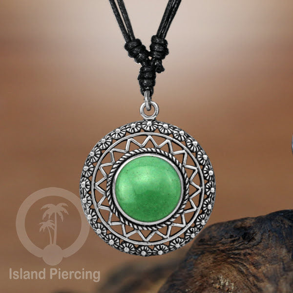 Kalung Liontin Kuningan Putih dengan Batu Asli White Brass Pendant Necklace stone