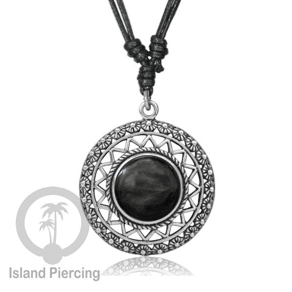 Kalung Liontin Kuningan Putih dengan Batu Asli White Brass Pendant Necklace stone