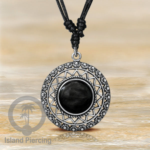 Kalung Liontin Kuningan Putih dengan Batu Asli White Brass Pendant Necklace stone
