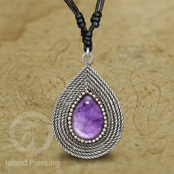 Kalung Liontin Kuningan Putih dengan Batu Asli White Brass Pendant Necklace stone