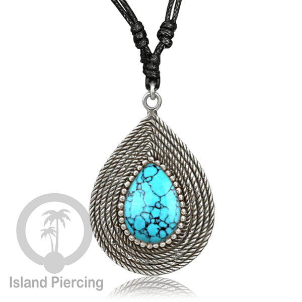 Kalung Liontin Kuningan Putih dengan Batu Asli White Brass Pendant Necklace stone