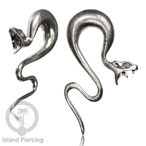 White Brass Piercing expander, Tindik lubang besar motif ang menarik termasuk ular.
