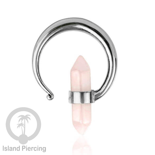 Tindik kuningan putih dengan batu asli, body jewelry expander ukuran 4,6,& 8mm