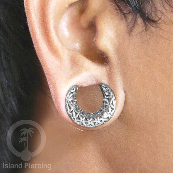 White Brass Ear-Saddle Tindik plug kuningan putih model yang cocok lubang besar