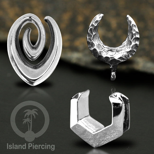 White Brass Ear-Saddle Tindik plug kuningan putih model polos 3 variasi