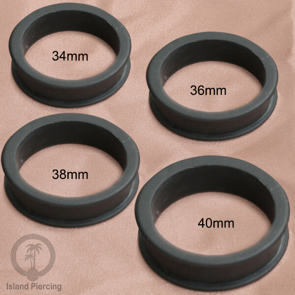 Ear-tunnel Silicone Anting Piercing Silikon datar double flair Warna Hitam ukuran 4-40mm