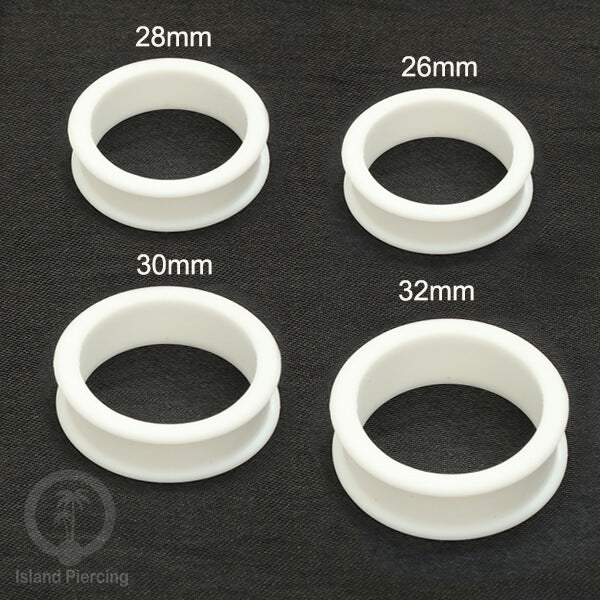 Ear-tunnel Silicone Anting Piercing Silikon datar double flair Warna Putih ukuran 4-40mm