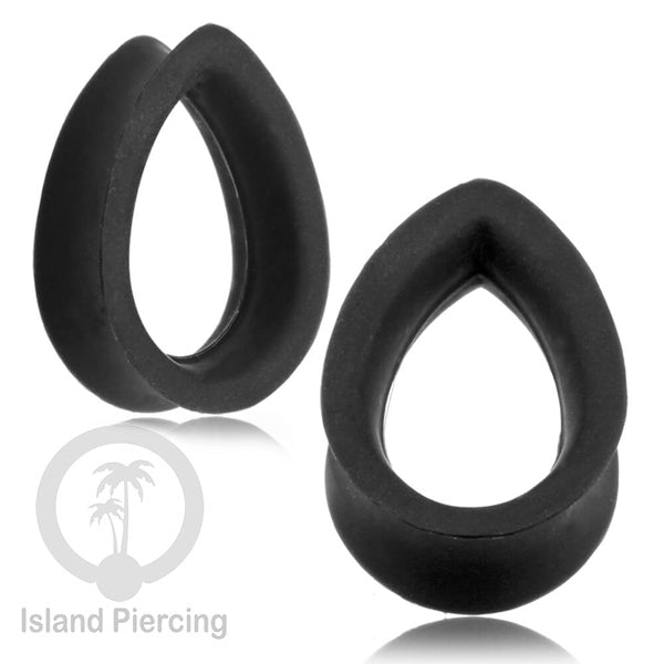 Ear-tunnel Silicone Anting Piercing Silikon bentuk tetes warna hitam dan putih
