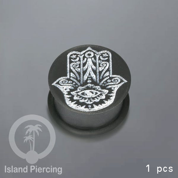 Ear-Plug Silicone Anting Piercing Silikon bentuk bulat warna hitam dengan ukiran motif menarik