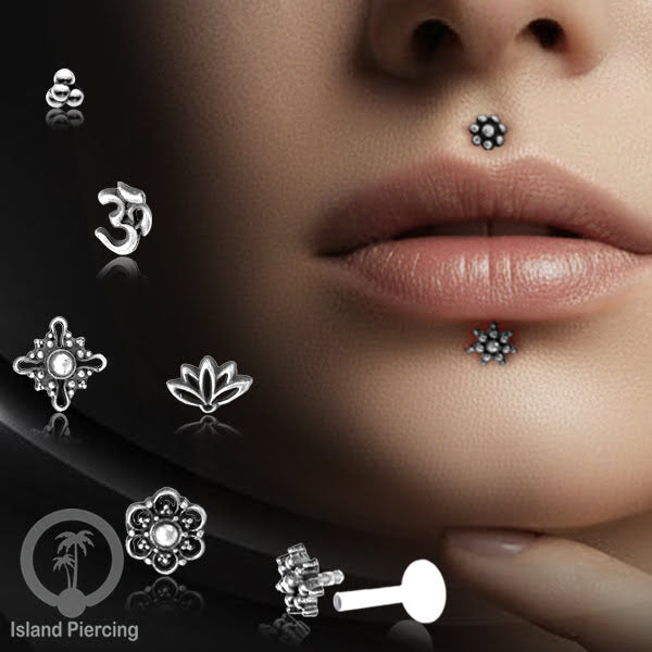 Piercing Silver 925 dengan Bio-Plastic Labret cocok untuk Tragus, Daith dan Flat piercing