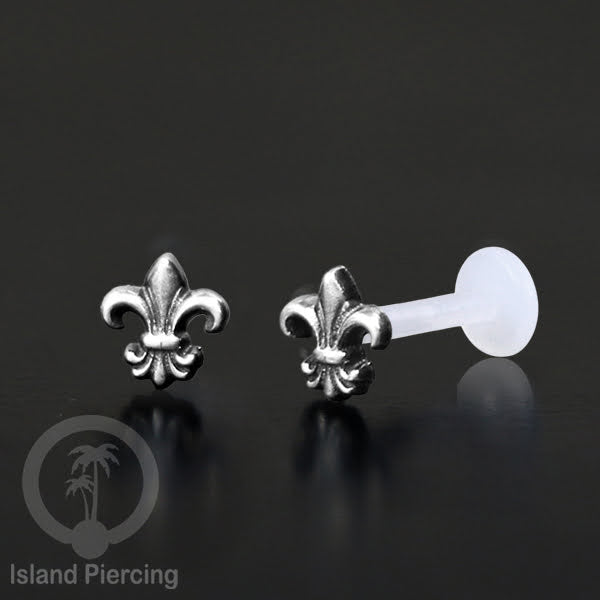 Anting Tindik Perak murni dengan Labret Bioplastik. Bioplastic Sterling Silver Labret Body Jewelry