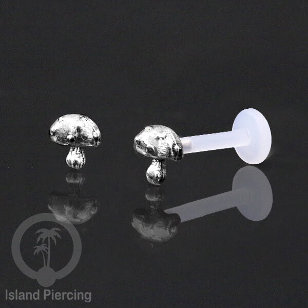 925 Sterling Silver Labret Piercings, Bioplastic push system, Anting Tindik Labret Perak asli