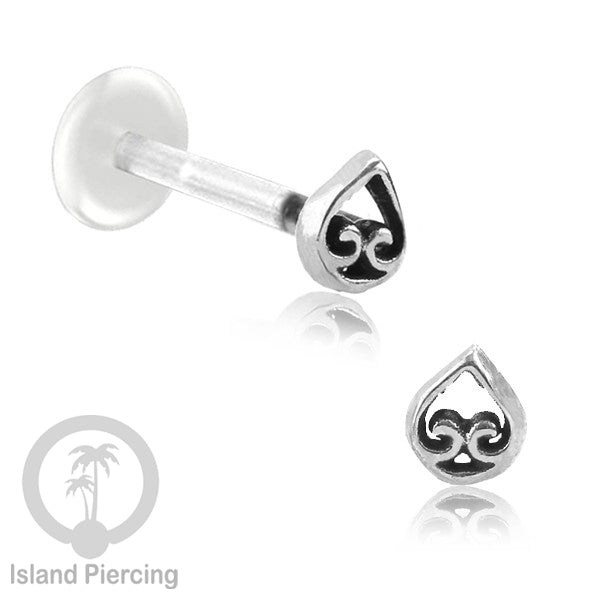 Tindik Labret Silver 925 asli dengan batang Bioplastik, Sterling Silver Labrets