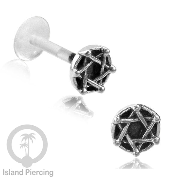 Tindik Labret Silver 925 asli dengan batang Bioplastik, Sterling Silver Labrets