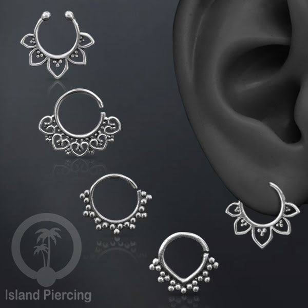 Septum Piercing dan Tindik Anting Perak 925 untuk telinga, Tragus, Daith dan Helix Piercing