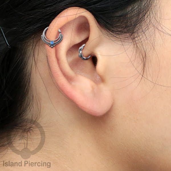 Septum Piercing dan Tindik Anting Perak, 925 Silver, Tragus, Daith dan Helix Piercing batu dan kristal