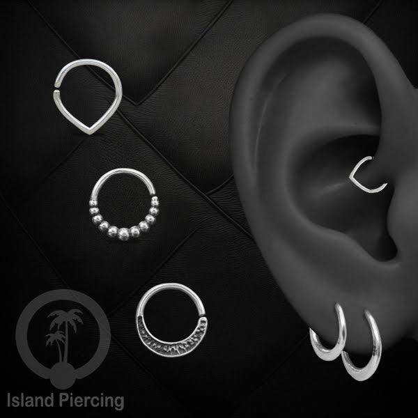 Septum Piercing dan Tindik Anting Perak, 925 Silver, Tragus, Helix dan Daith Piercing 6,8,10mm