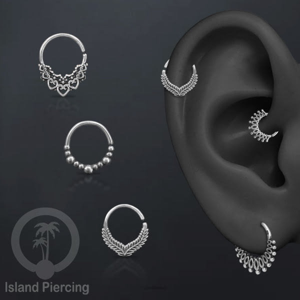 Septum Piercing dan Tindik Anting Perak, 925 Silver,Daith , Helix dan Tragus Piercing 6,8,10mm