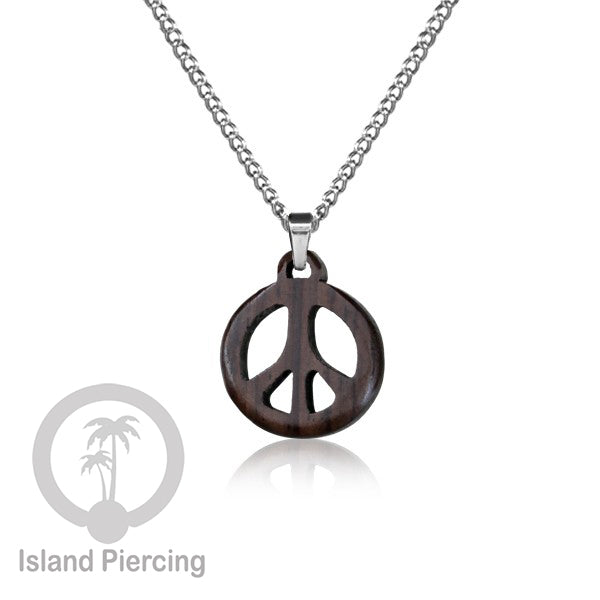 Kalung Tali Kulit dengan Liontin Kayu Popular Wood Pendant Necklace Spiral Peace Cross
