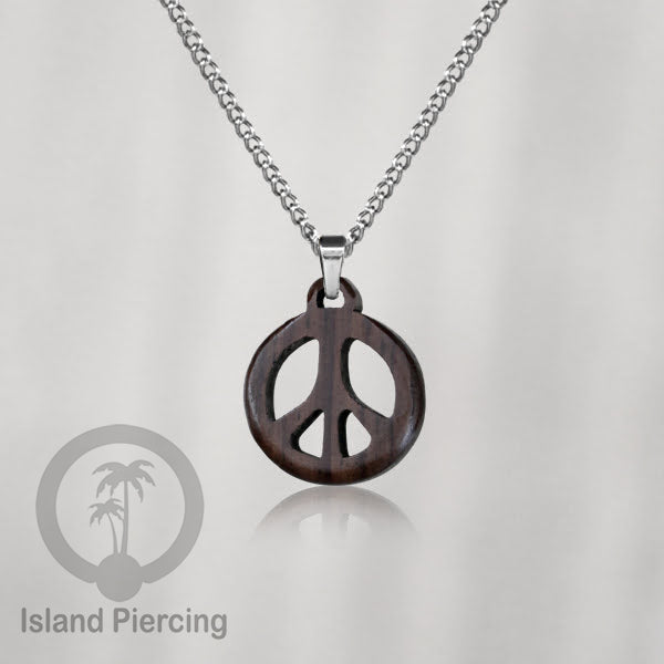 Kalung Tali Kulit dengan Liontin Kayu Popular Wood Pendant Necklace Spiral Peace Cross