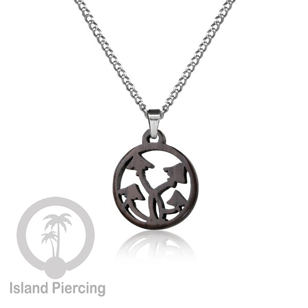 Kalung Tali Kulit dengan Liontin Kayu Popular Wood Pendant Necklace Spiral Peace Cross