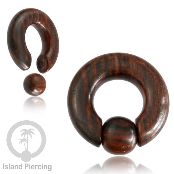 Tindik Kayu polos untuk lubang besar, Wood BCR Piercing pakai bola kayu/silicone