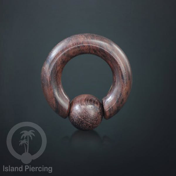Tindik Kayu polos untuk lubang besar, Wood BCR Piercing pakai bola kayu/silicone