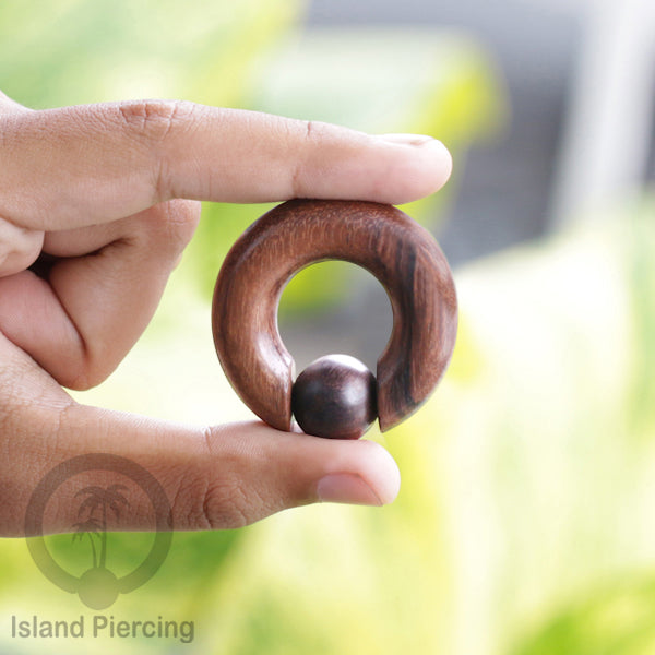 Tindik Kayu polos untuk lubang besar, Wood BCR Piercing pakai bola kayu/silicone