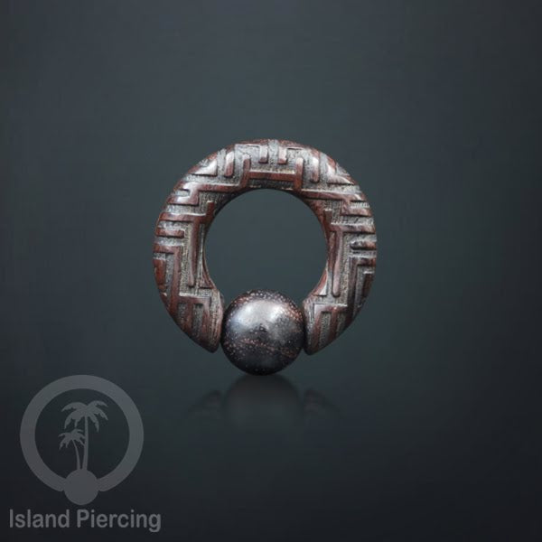 Anting Tindik kayu, Wood BCR piercing dengan ukiran pilihan banyak motif dan ukuran